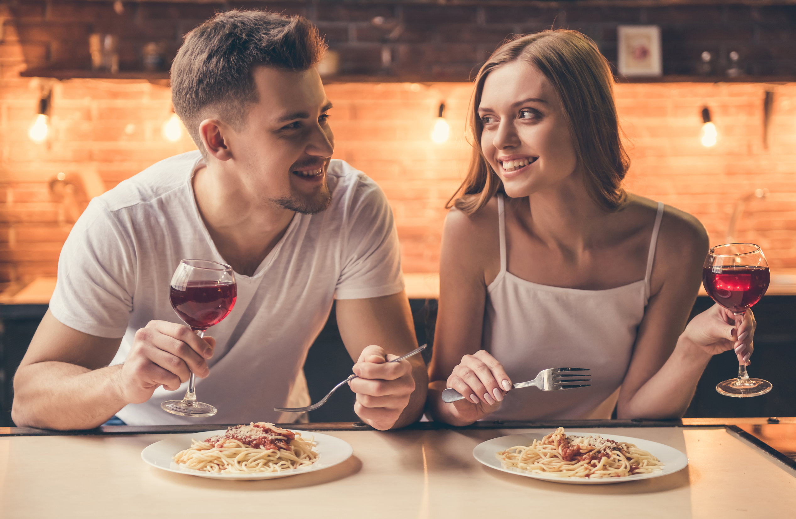 Couple having romantic dinner